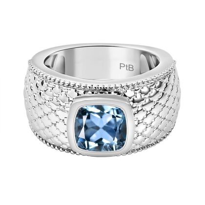 Himmelblauer Topas Ring, Reines Messing, Silberfarben, (Gr&ouml;&szlig;e 17.00) ca. 2.68 ct