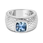 Himmelblauer Topas Ring, Reines Messing, Silberfarben, (Größe 17.00) ca. 2.68 ct