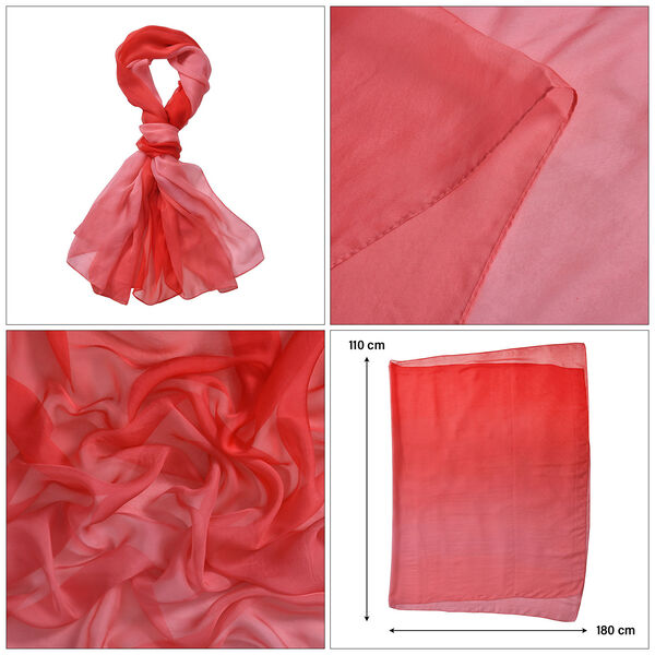 Rot PU Brusttasche und LA MAREY Ombre Chiffon Seiden Schal image number 11