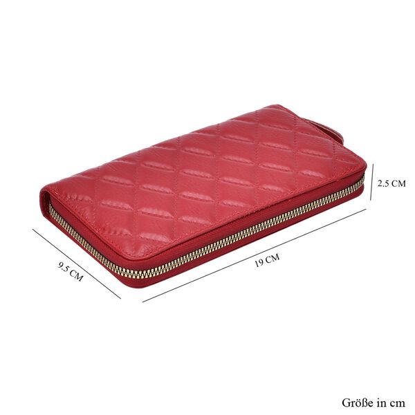 Brieftasche aus echtem Leder mit RFID-Schutz in Stepp-Optik, 19x2,5x9,5cm, Rot image number 7
