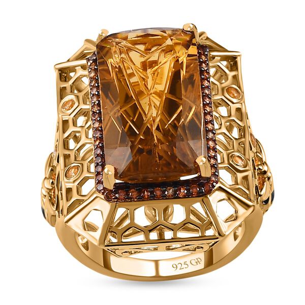 GP Trionfo Kollektion- AA Citrin, champagnerfarbener Zirkon und blauer Saphir-Ring- 12,06 ct. image number 3