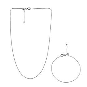 2er-Set Venezianische Box-Kette und Armband, platiniertes Silber