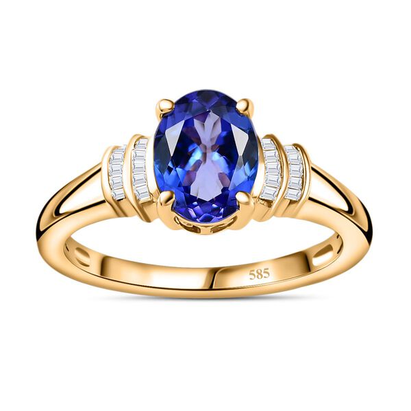 AA Tansanit und I2-I3 Diamant Ballerina Ring in 585 Gold - 1,78 ct. image number 8