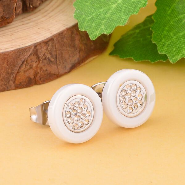 Wei&szlig;e Keramik-Kristall-Ohrstecker image number 2