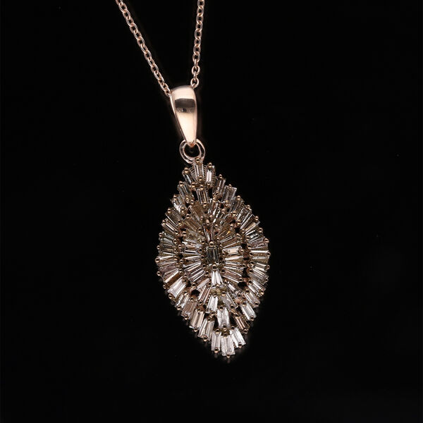 Nat&uuml;rlicher Champagner Diamant-Anh&auml;nger mit 45cm Kette - 1 ct. image number 2