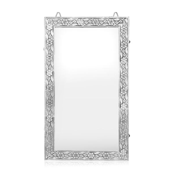 LIVMORE Handgefertigter Wand-Schmuckschrank aus oxidiertem Aluminium mit integriertem Spiegel, Gr&ouml;&szlig;e - 55.88x33x8.25cm image number 3