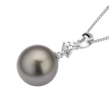 12-13mm Tahiti Perle und Moissanit Anh&auml;nger mit Kette