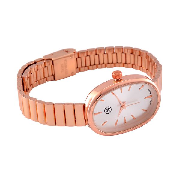 STRADA - Elegante Armbanduhr mit Japanischem PC21S Werk, Stahlsonnenschliff-Zifferblatt und Edelstahlarmband, Reiner Edelstahl, 19 cm, rosefarben, ca. 37,50g image number 4