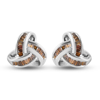 Liebesknoten rote Diamant-Ohrstecker, 925 Silber platiniert - 0,25 ct.