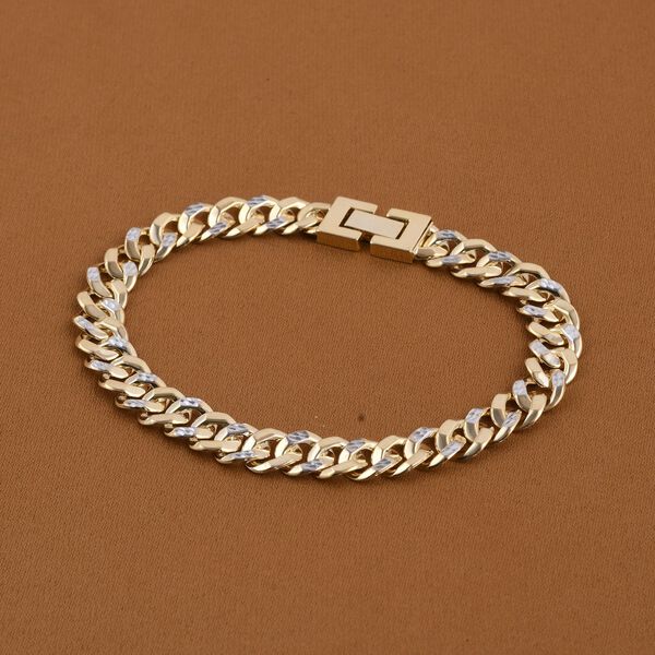 Zweifarbiges Diamantschliff-Panzerarmband in 375 Gold, 5,60g image number 2