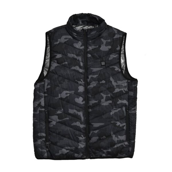 Beheizbare Weste mit 4 Heizzonen, inkl 5000Mah Solar Powerbank, Camouflage