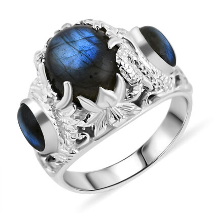 Labradorit Ring 925 Silber (Gr&ouml;&szlig;e 20.00) ca. 8.84 ct