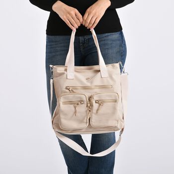 Crossbody-Schultertasche mit Mehrfachf&auml;chern, 31x30x14cm, Beige