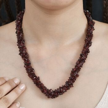 Roter Granat Halskette ca. 50 cm 925 Silber rhodiniert ca. 93.80 ct