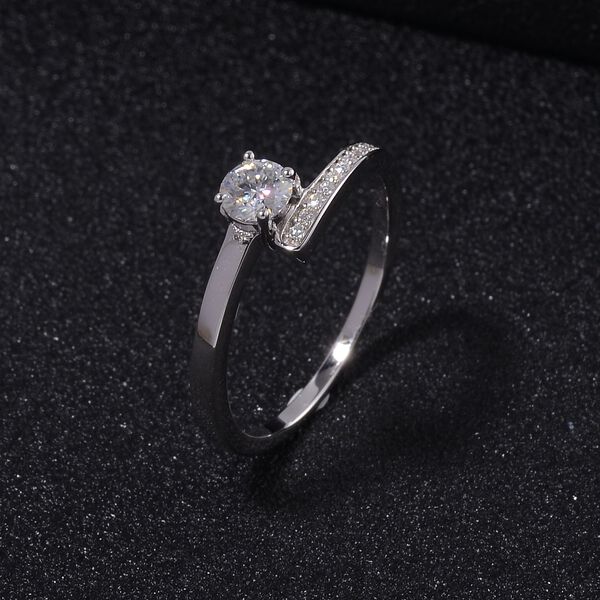 Moissanit Ring, 925 Silber rhodiniert - 0,39 ct. image number 1