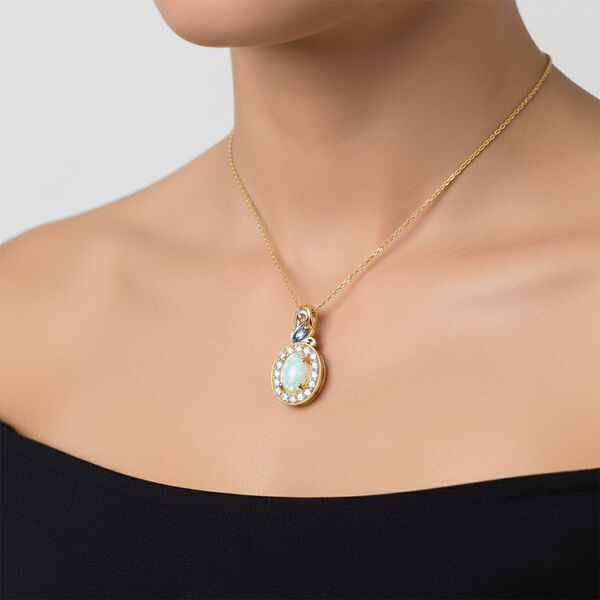 D'Joy nat&uuml;rlicher, &auml;thiopischer Welo Opal, Tansanit und Zirkon Anh&auml;nger mit 50cm Kette - 2,17 ct. image number 3