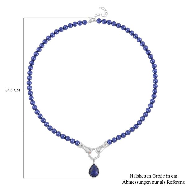 Lapislazuli, Blauer Muschelkernperle (8mm) Halskette, ca. 60 cm mit 5 cm extender image number 4