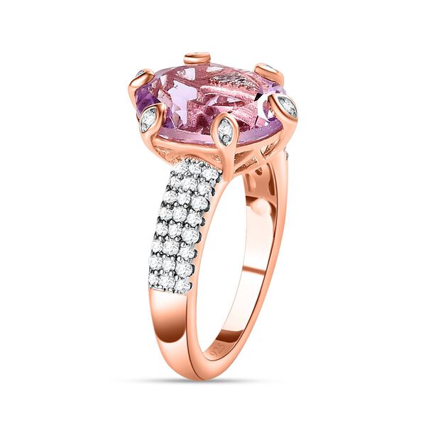 AA Rose De France Amethyst, weißer Zirkon Ring, 925 Silber rosévergoldet (Größe 19.00) ca. 4.58 ct image number 5