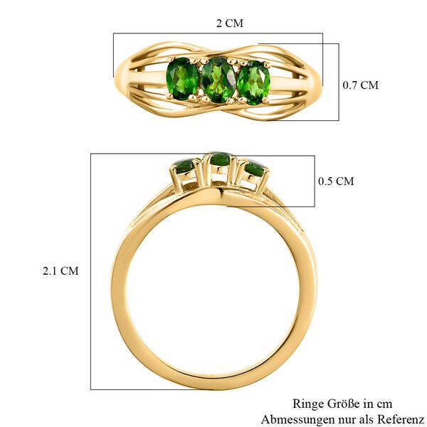 Nat&uuml;rlicher Chromdiopsid-Ring, 925 Silber vergoldet (Gr&ouml;&szlig;e 18.00) ca. 0,57 ct image number 7