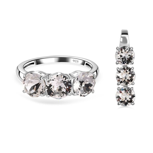 Wei&szlig;er Kristall Schmuckset 925 Silber