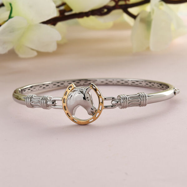 Armreif ca. 19 cm Messing platiniert und vergoldet image number 2