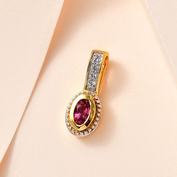 Ouro Fino Rubellit, Wei&szlig;er Zirkon Anh&auml;nger 925 Silber Gelbgold Vermeil ca. 0.29 ct image number 1