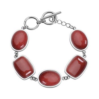Rotes Achat-Armband, ca. 19 cm, Edelstahl ca. 80.00 ct
