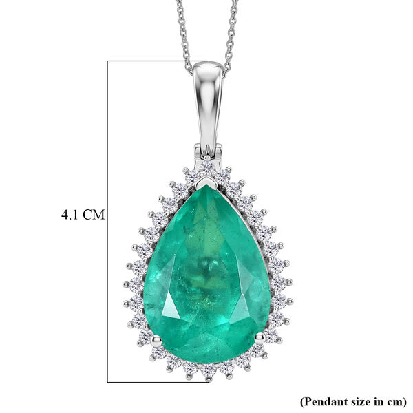 Smaragd-Quarz Triplette, Wei&szlig;er Zirkon Schmuckset ca. 50 cm 925 Silber Rhodiniert ca. 21,65 ct. image number 5