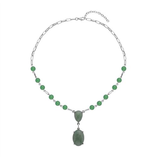 Grünes Aventurin Collier, ca. 45 cm, silberfarben ca. 70.00 ct image number 0