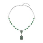 Grünes Aventurin Collier, ca. 45 cm, silberfarben ca. 70.00 ct