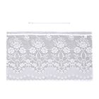 Gardinen mit verstellbarer Metallstange, gestrickter Stoff, 145x90cm, gewebt, weiß, Große Blumen