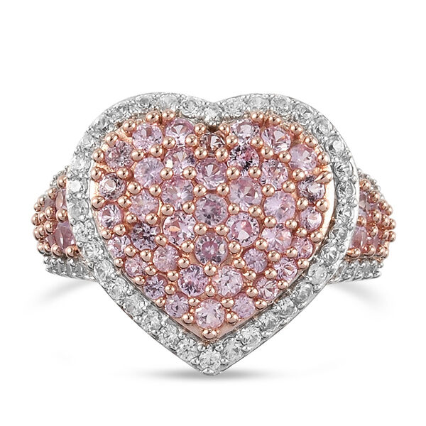 Rosa Saphir und Zirkon-Halo-Ring, 925 Silber rosévergoldet, 1,86 ct. image number 0