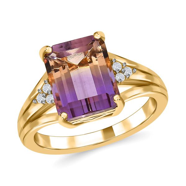 AAA Ametrin, wei&szlig;er Zirkon Ring, 925 Silber vergoldet, (Gr&ouml;&szlig;e 21.00) ca. 3.76 ct image number 4