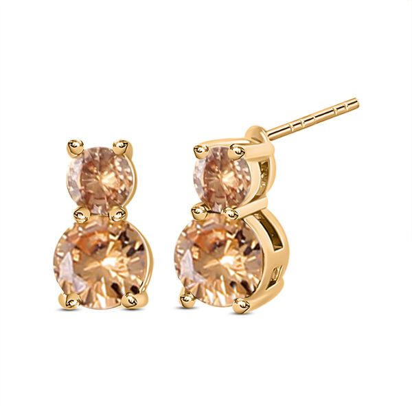 4er Set, Champagner Zirkonia Armband, Anh&auml;nger mit Kette und Ohrringen, Messing ca. 17.60 ct image number 3