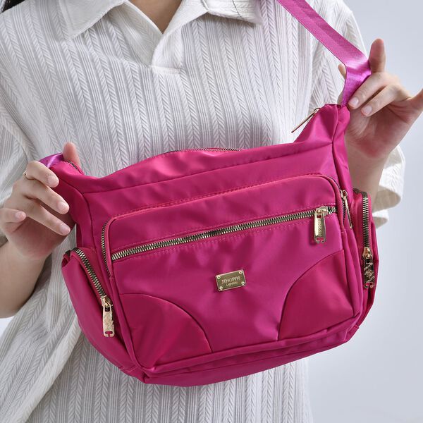 Stylische Umhängetasche mit verstellbarem Gurt und RFID-Schutz, Pink image number 10