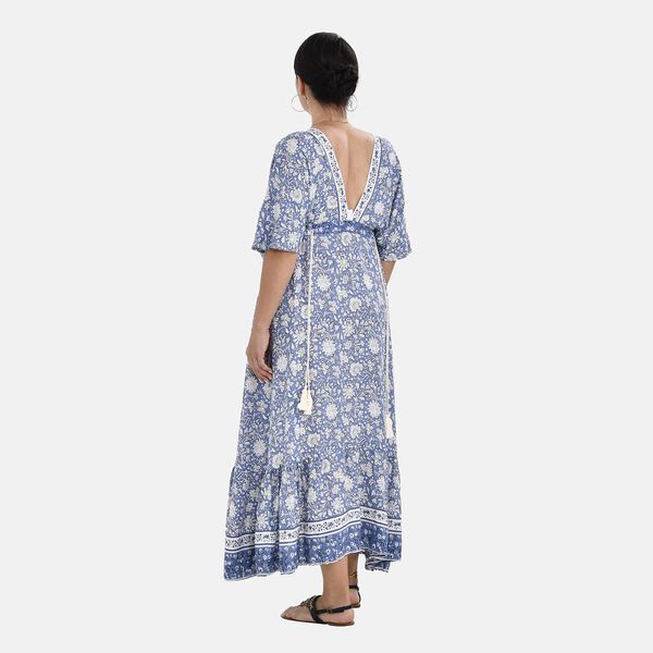 Boho-Chic Maxikleid mit Quasten, Einheitsgr&ouml;&szlig;e, blau image number 6