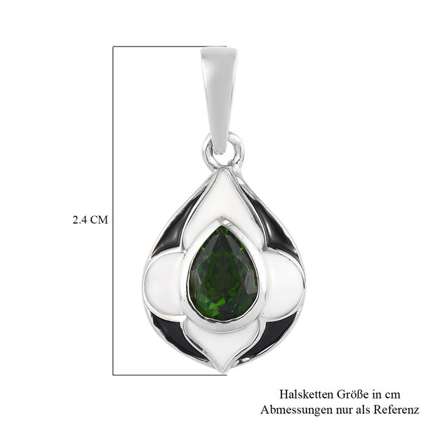 Nat&uuml;rlicher Chromdiopsid Anh&auml;nger 925 Silber platiniert 0.6 (Gr&ouml;&szlig;e 20.00) ca. 0,61 ct image number 6
