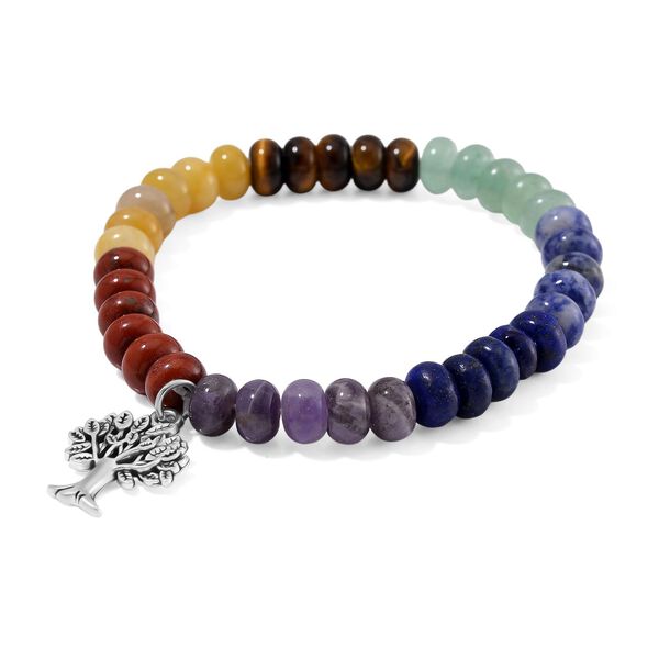 Flexibles Multi-Edelstein-Armband  mit Lebensbaum-Anh&auml;nger - 105 ct. image number 3