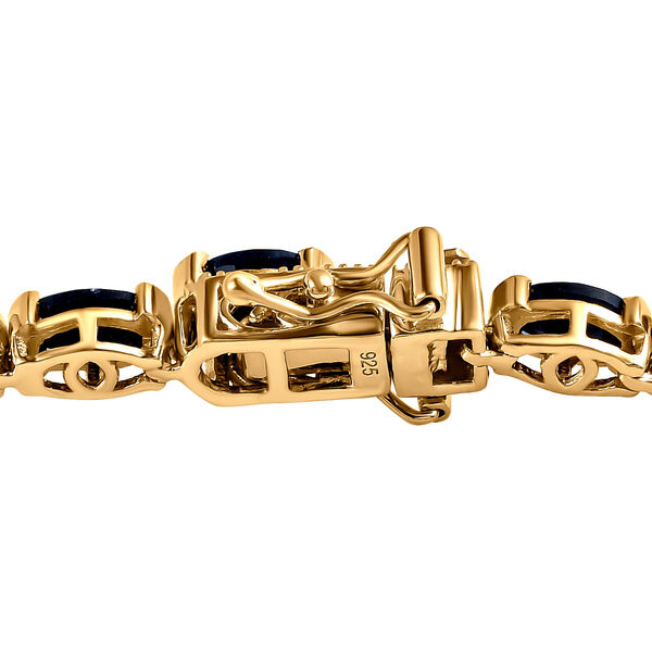 Schwarzer Saphir Armband ca. 19 cm 925 Silber Gelbgold Vermeil ca. 15.63 ct image number 4