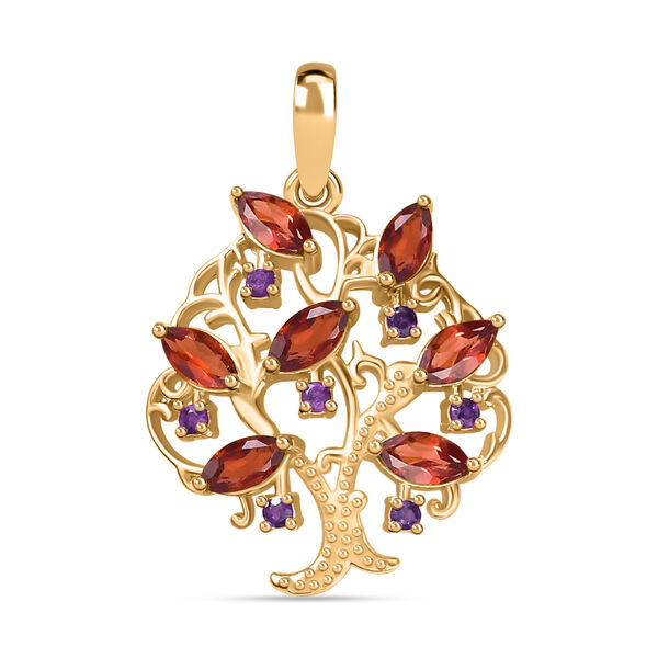 Roter Granat und afrikanischer Amethyst-Anh&auml;nger - 1,23 ct.