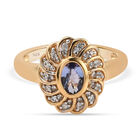 Tansanit und Zirkon floraler Ring in Silber image number 0