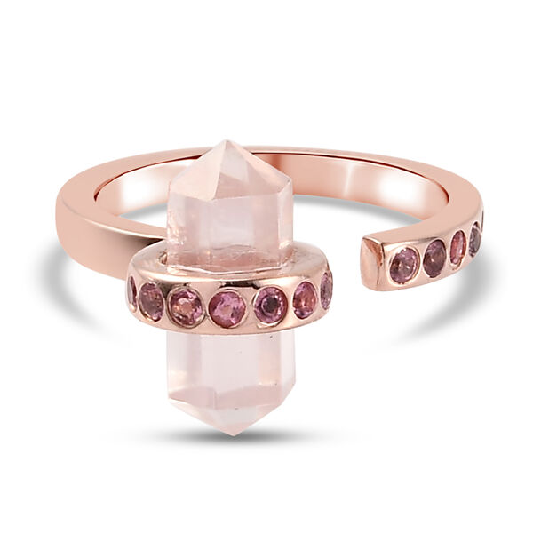 Rosenquarz und rosa Turmalin-Ring, 925 Silber ros&eacute;vergoldet  ca. 3,40 ct