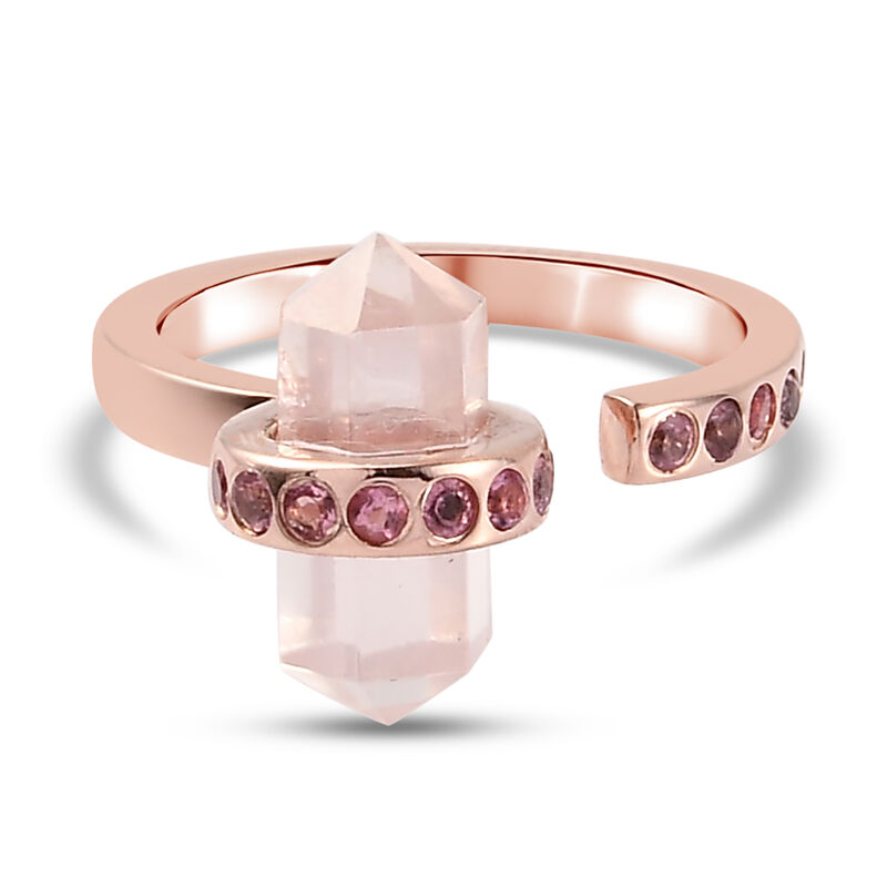 Rosenquarz und rosa Turmalin-Ring, 925 Silber rosévergoldet  ca. 3,40 ct image number 0