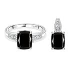 2er Set - D'Joy Elite Shungit Ring und Anhänger, 925 Silber platiniert (Größe 17.00) ca. 1.82 ct