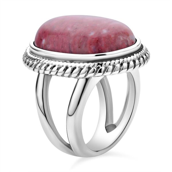 Rhodonit Ring Reiner Edelstahl (Gr&ouml;&szlig;e 16.00) ca. 50,00 ct image number 4