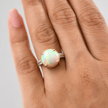 LUXURIANT DIAMOND- AAA Nat&uuml;rlicher, &auml;thiopischer Welo Opal und Labor Diamant Ring in 375 Gold - 3,82 ct.