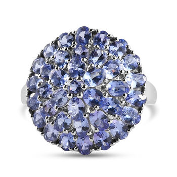 Tansanit-Ring, 925 Silber platiniert (Gr&ouml;&szlig;e 16.00) ca. 6,18 ct