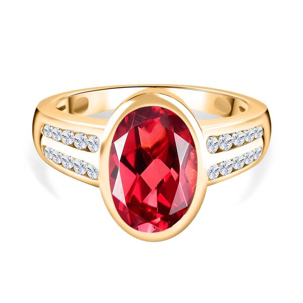 Labor Padparadscha Saphir und Zirkon Ring - 5,56 ct.