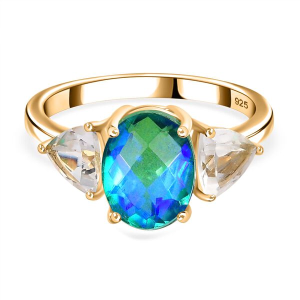 Pfau Triplett Quarz und Topas Schmuckset, 925 Silber 750 Gelbgold Vermeil - 5,75 ct. image number 4