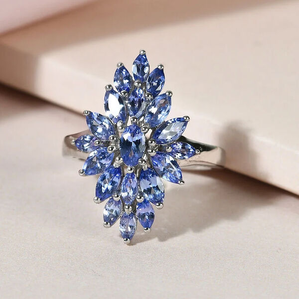 Tansanit Ring 925 Silber platiniert  ca. 2,50 ct image number 2
